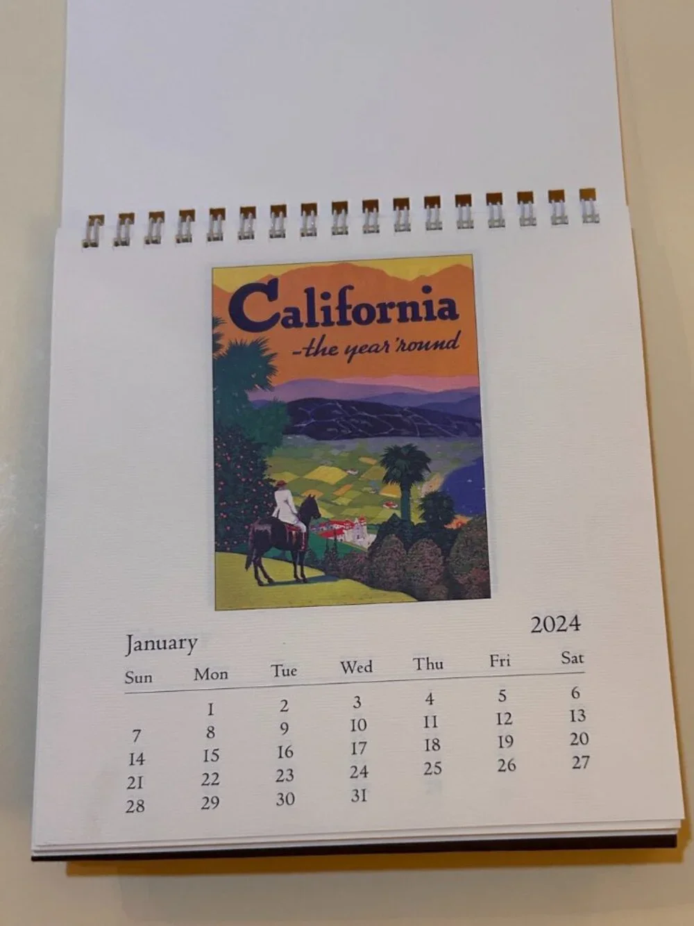 California-Themed Art Desk Calendar 2024